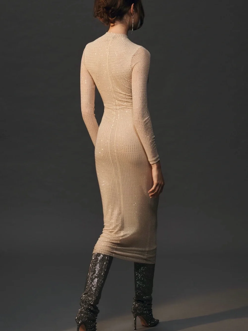 Anthropologie Bardot sheer mesh midi Cream  Dress